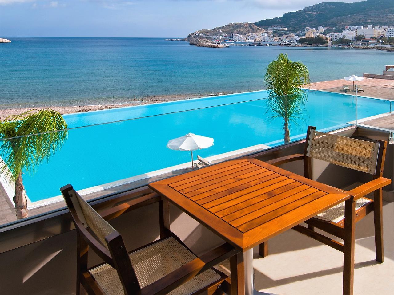 Görögország, Karpathos, Pigadia, Alimounda Mare Hotel, erkély