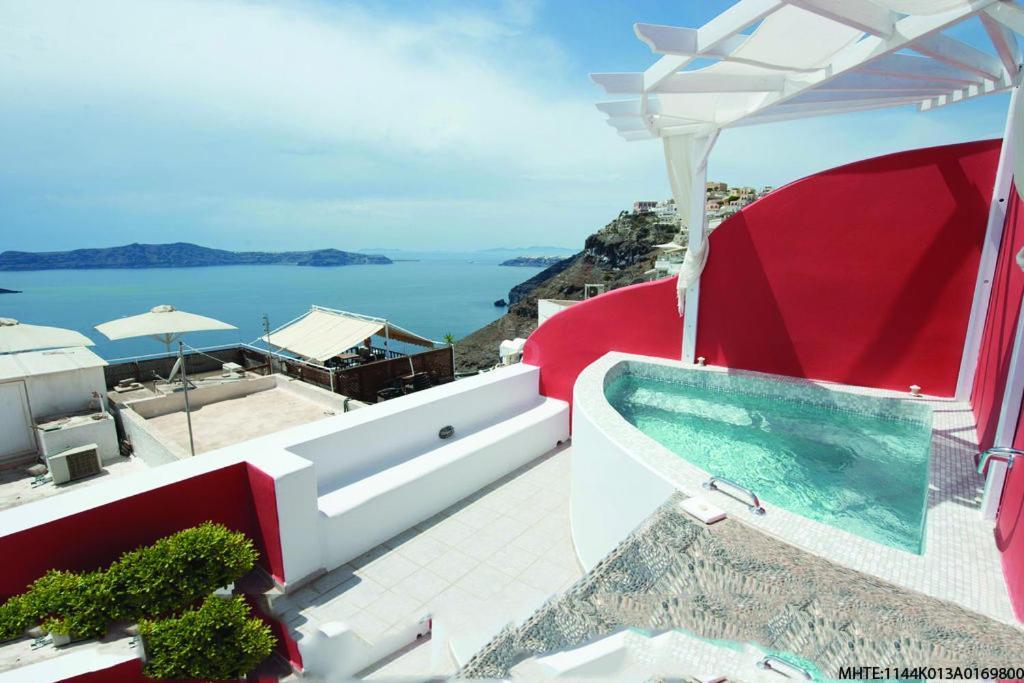 Görögország, Santorini, Fira, Theoxenia Hotel, erkély